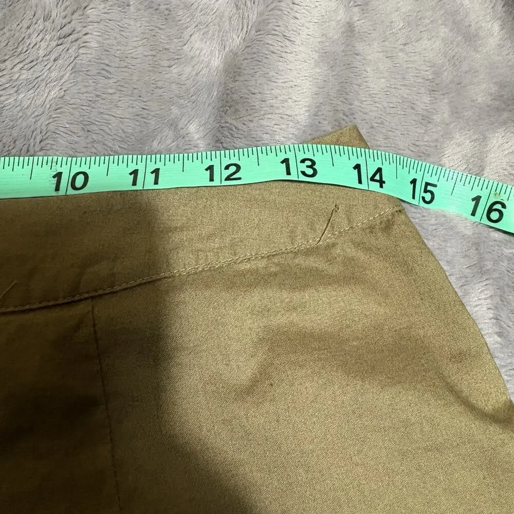 Ann Taylor LOFT Olive A-Line Skirt Black Lace Panel Size 0 Office Fall Earthy